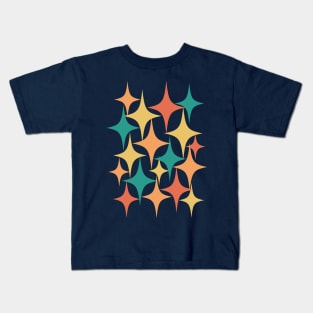 Mid Century Atomic Starburst Charcoal, Yellow, Orange, Teal Kids T-Shirt